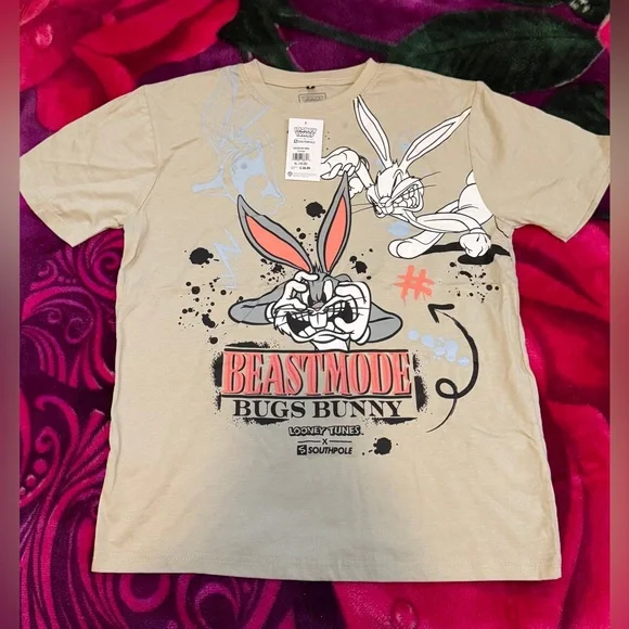 South Pole Bugs Bunny Beast Mode Kids T-Shirt - Beige - Picture 1 of 4